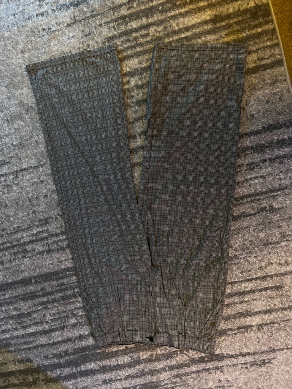 American Eagle Outfitters Plaid Straight-Leg Trousers in Gray and Black